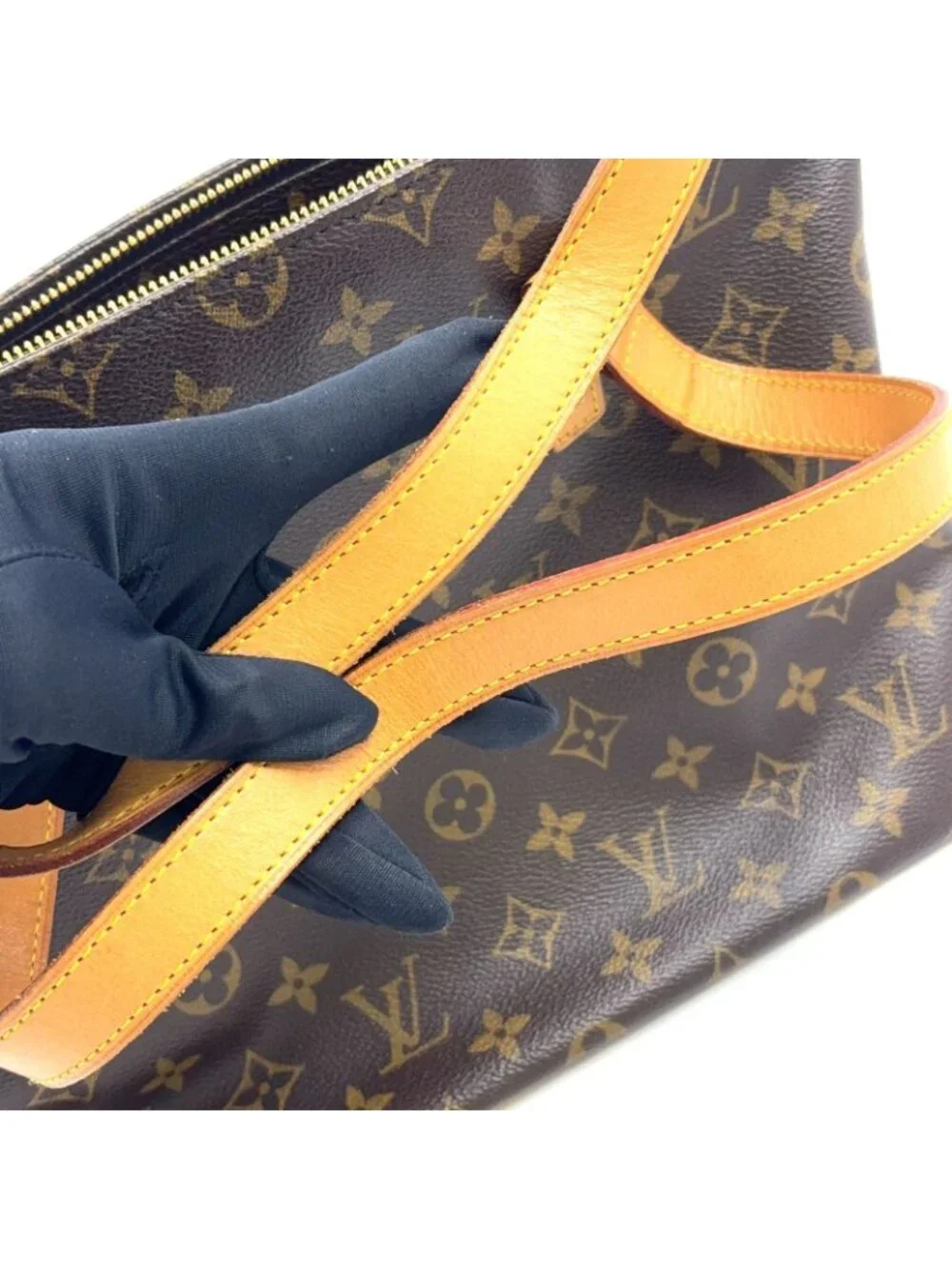 Louis Vuitton Cabas Piano Monogram Leather Brown Light Tote Gold - Picture 6 of 15